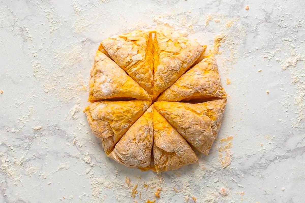 sweet potato gnocchi dough cut into sections
