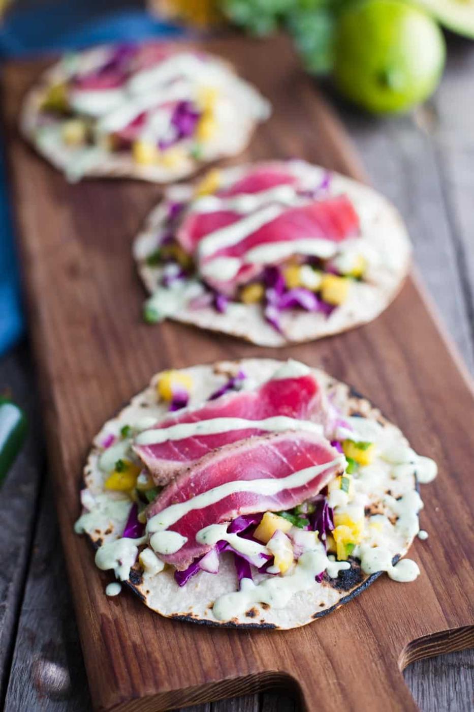 Ahi Tuna Tacos with Chunky Pineapple Salsa at Home
