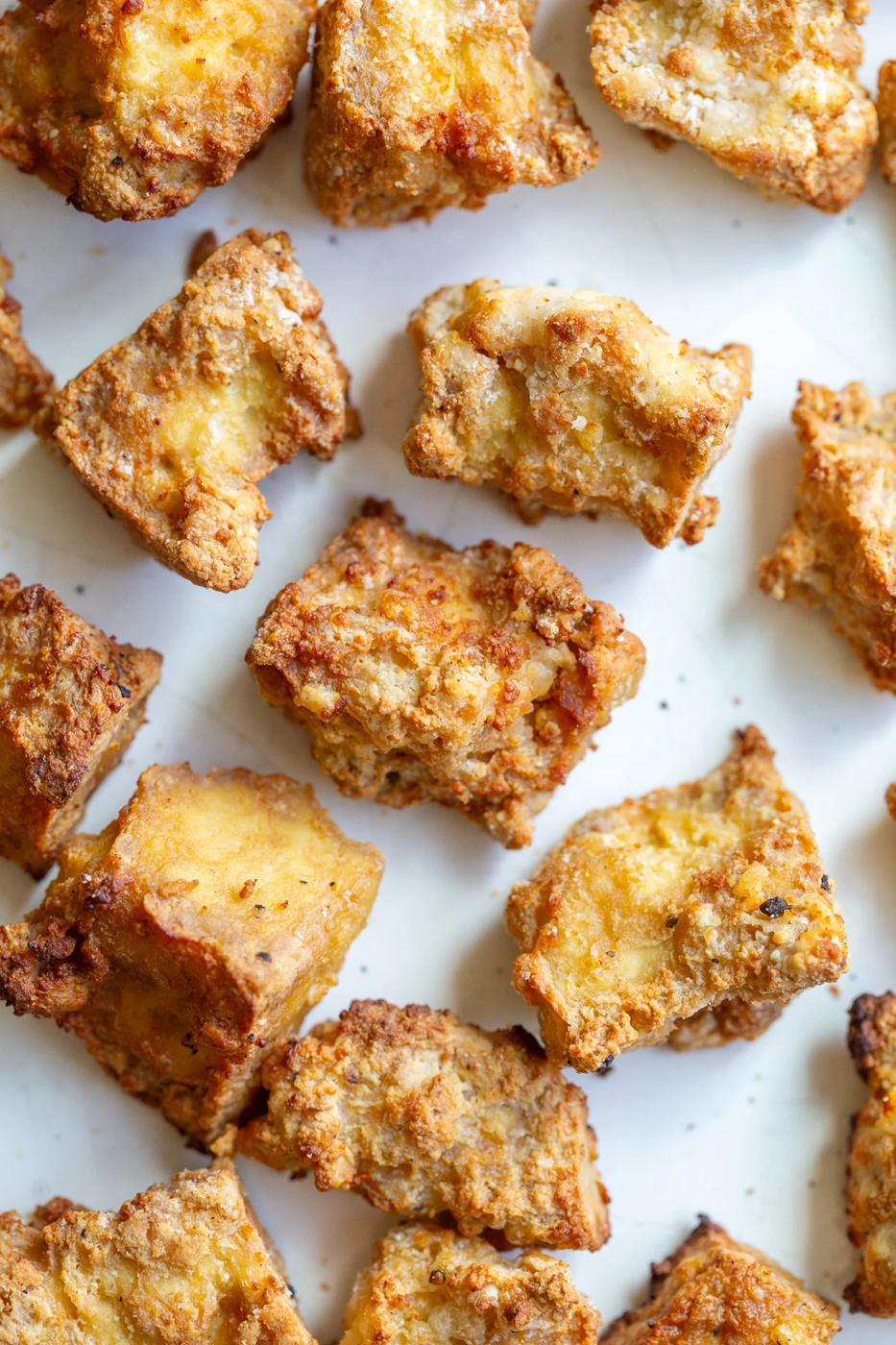 crispy air fryer tofu on a plate