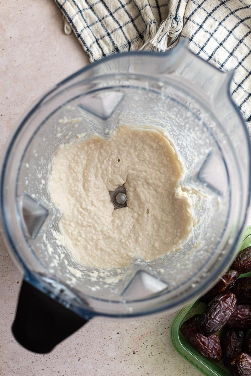 almond joy coconut filling blended up inside the base of a blender