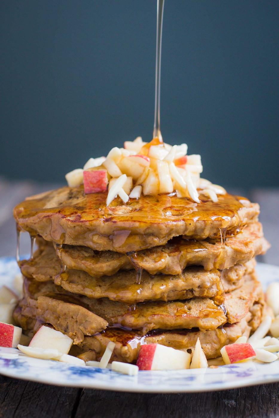 Apple Cinnamon Protein Pancakes for the Table