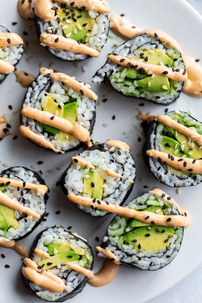 avocado rolls on a plate