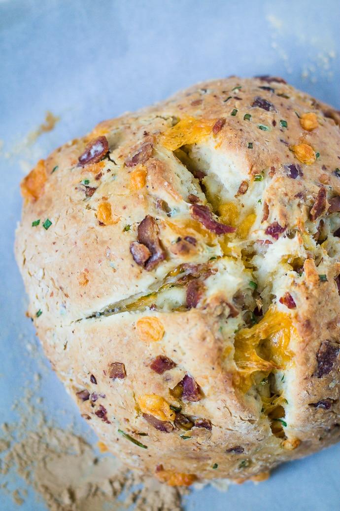 Bacon, Cheddar, & Chive Soda Bread on the Stove