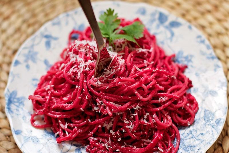 Beet Pesto Pasta from the Pantry