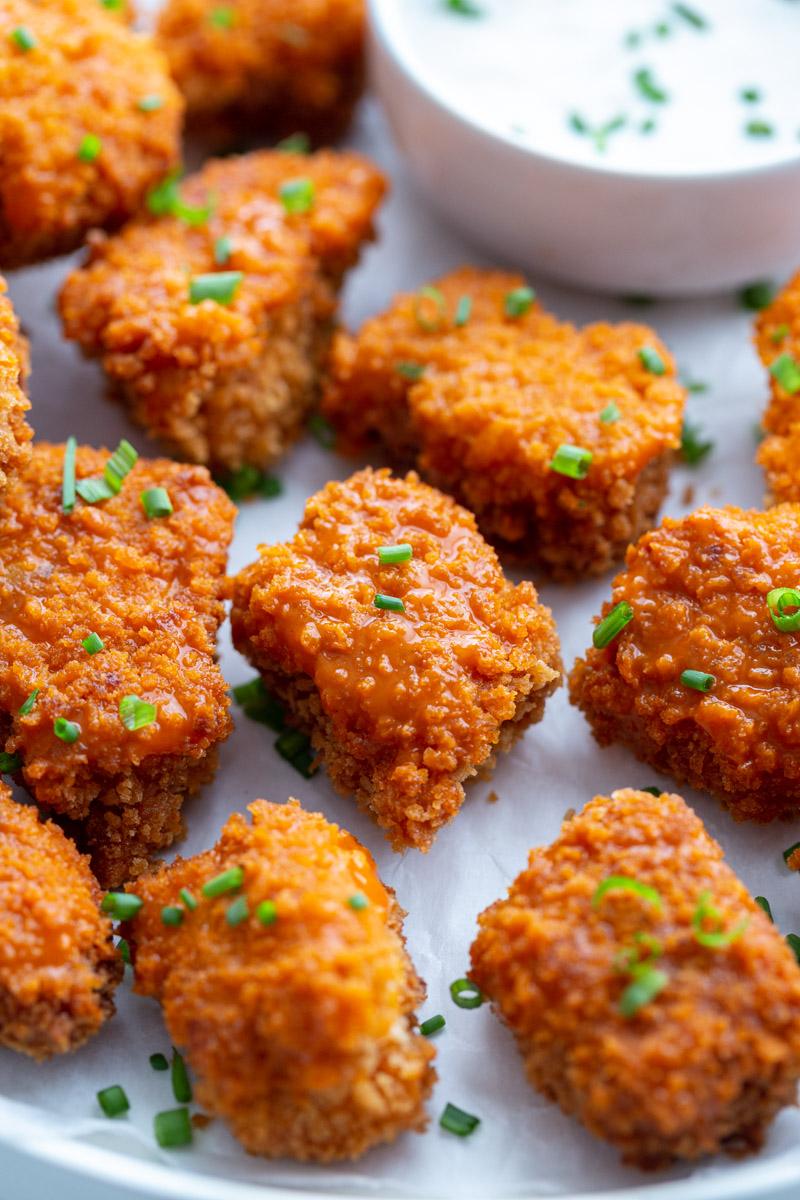 chunks of tempeh cooked until crisp