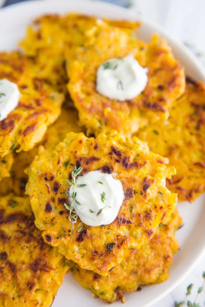 Butternut Squash Fritters- these VEGAN fritters are straightforward to make (only one bowl!) and are dependable as a side dish or even a main meal!