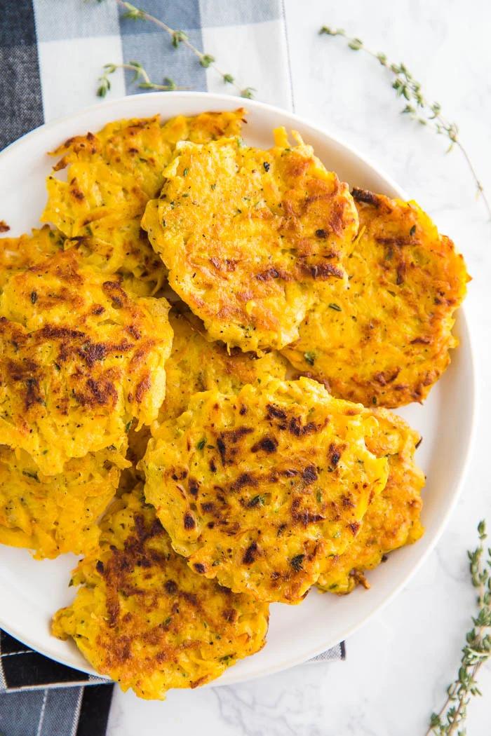 Butternut Squash Fritters- these VEGAN fritters are straightforward to make (only one bowl!) and are dependable as a side dish or even a main meal!