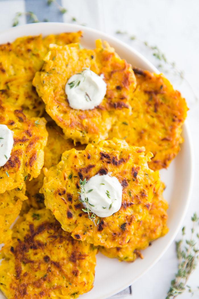 Butternut Squash Fritters- these VEGAN fritters are straightforward to make (only one bowl!) and are dependable as a side dish or even a main meal!