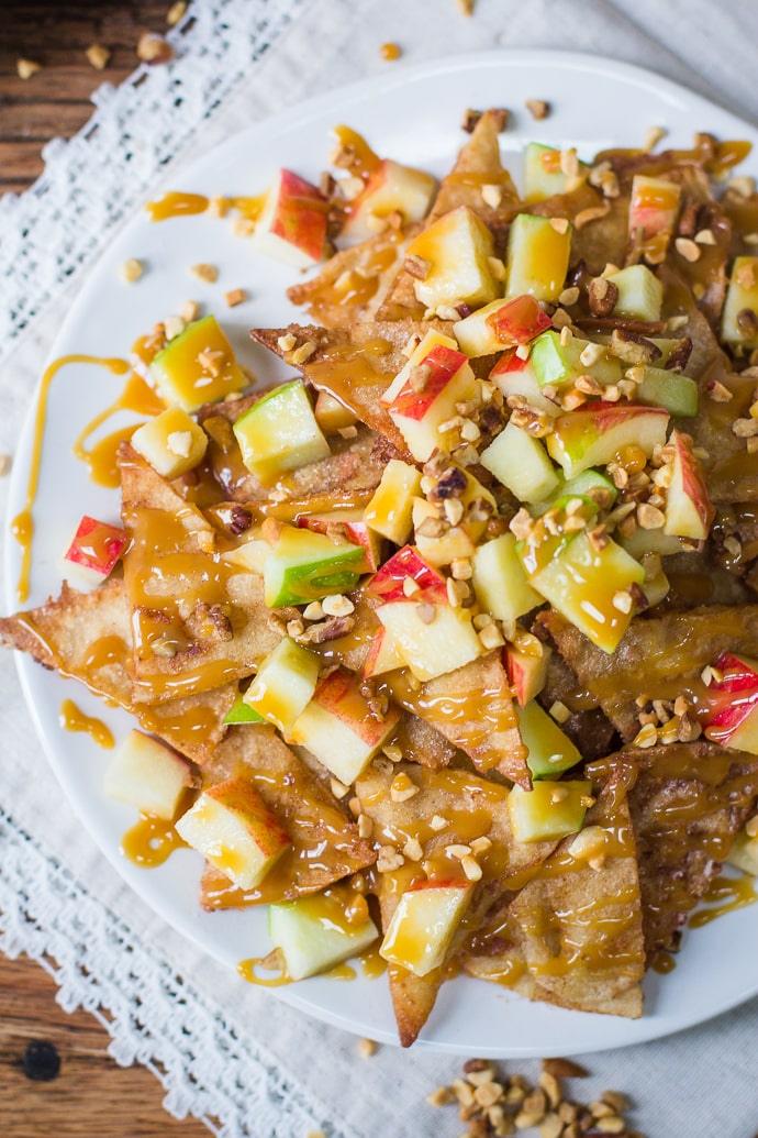 Caramel Apple Dessert Nachos at Home