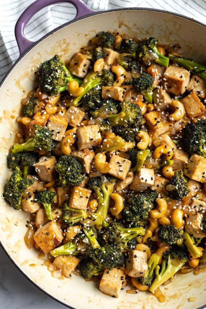 tofu stir fry in a large skillet