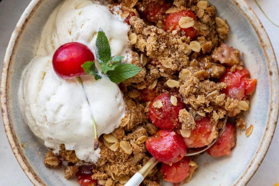 Unfussy Cherry Crisp from the Pantry