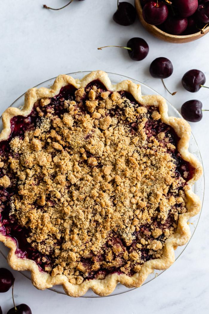 Cherry Crumble Pie for the Table