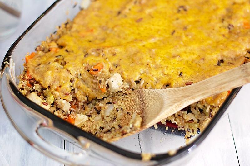 Chicken Quinoa Wild Rice Casserole on the Stove