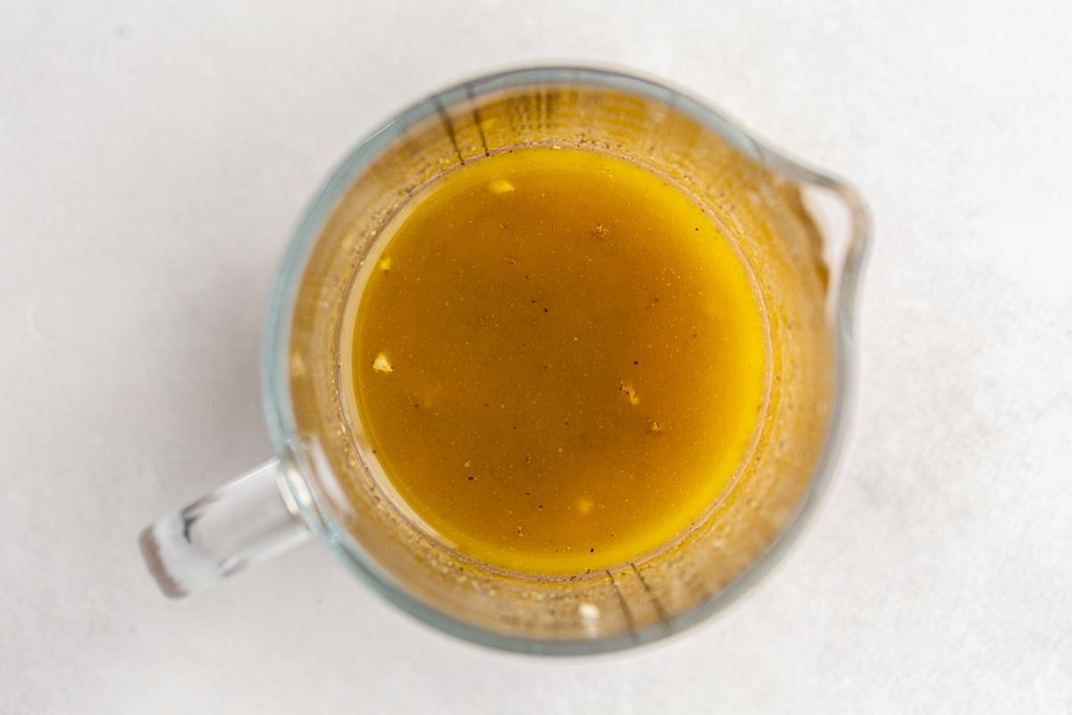 dressing in a measuring cup