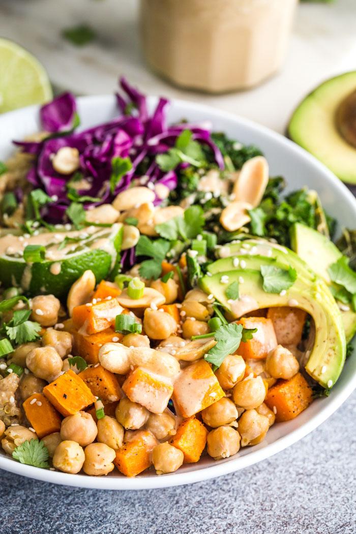Chickpea Sweet Potato Veggie Bowl at Home