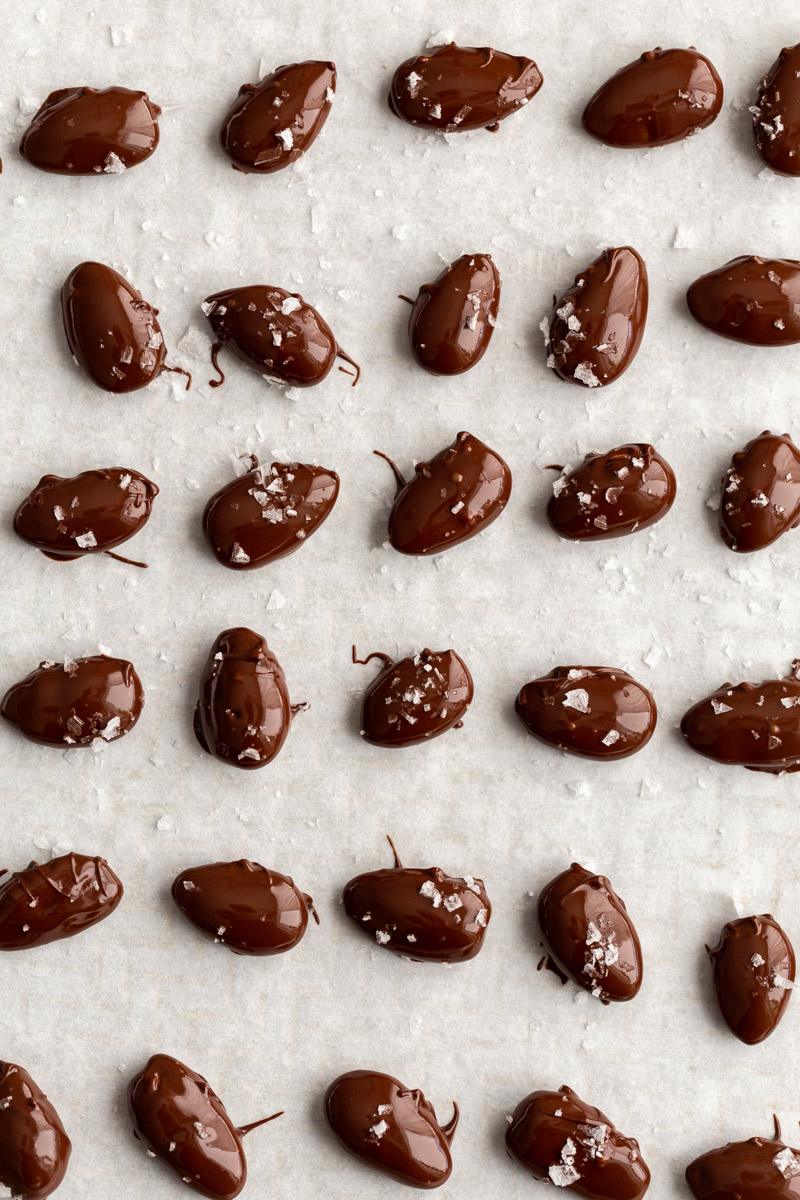 making chocolate covered almonds