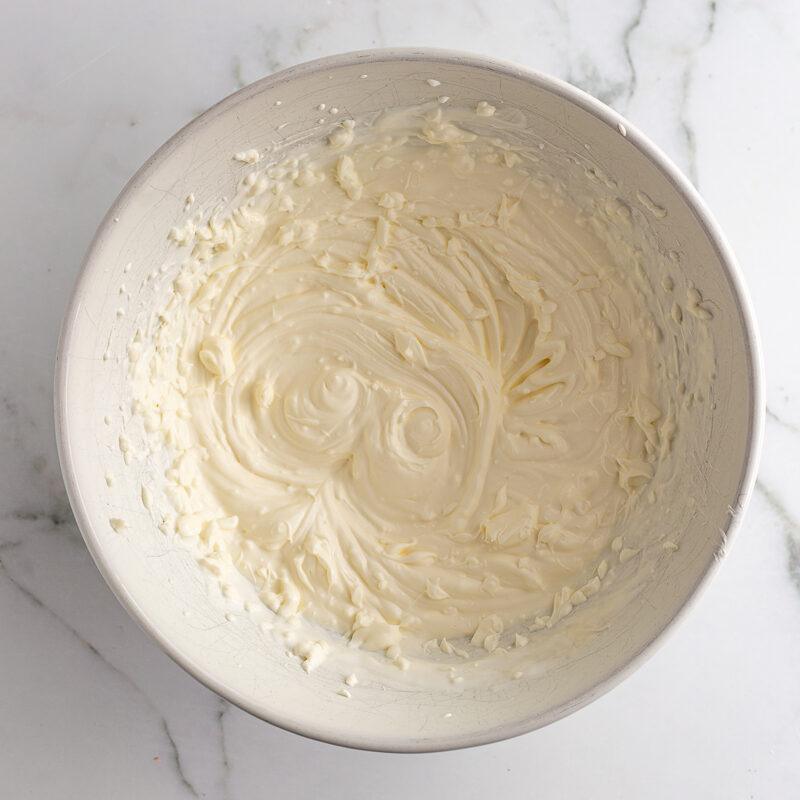 cream cheese creamed in a white bowl