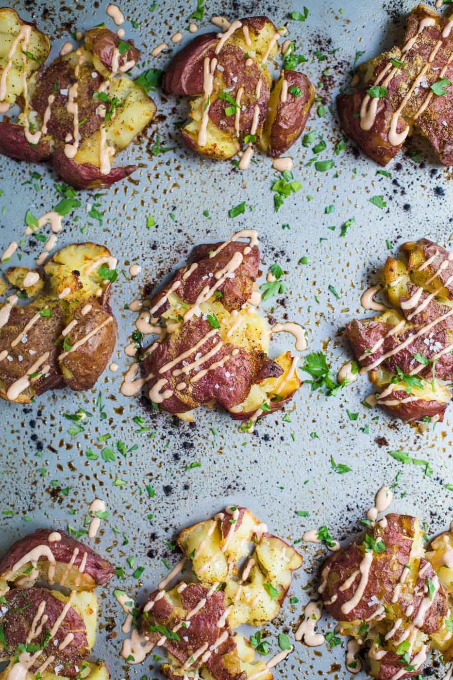 Smashed Red Potatoes, Crispy