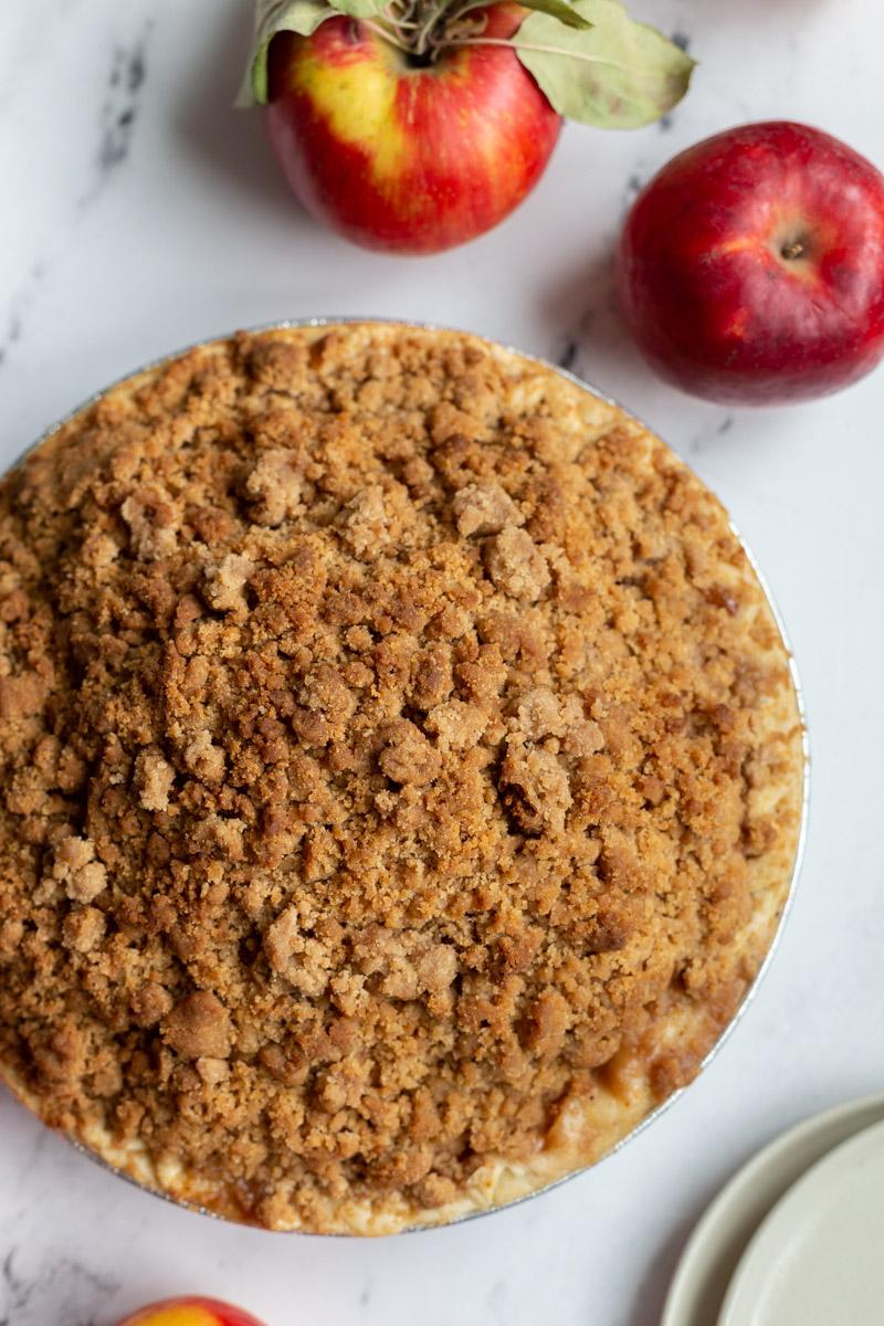 Dutch Apple Pie near fresh apples