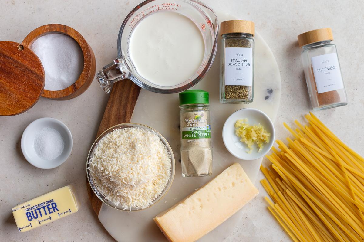 ingredients needed to make from-scratch alfredo sauce