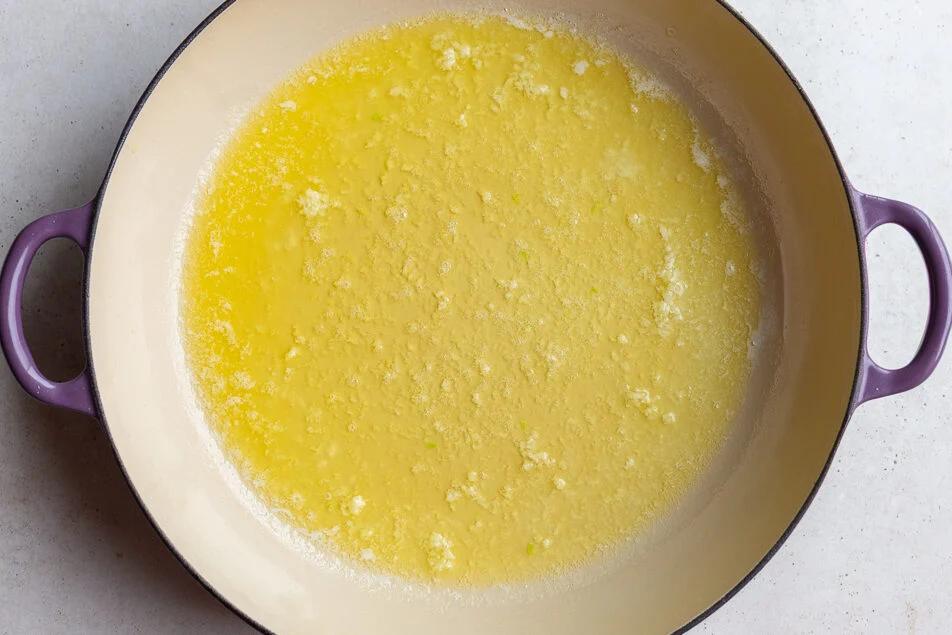 butter and garlic in a large skillet to make from-scratch alfredo sauce