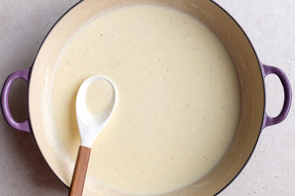 cream and butter in a large skillet to make from-scratch alfredo sauce