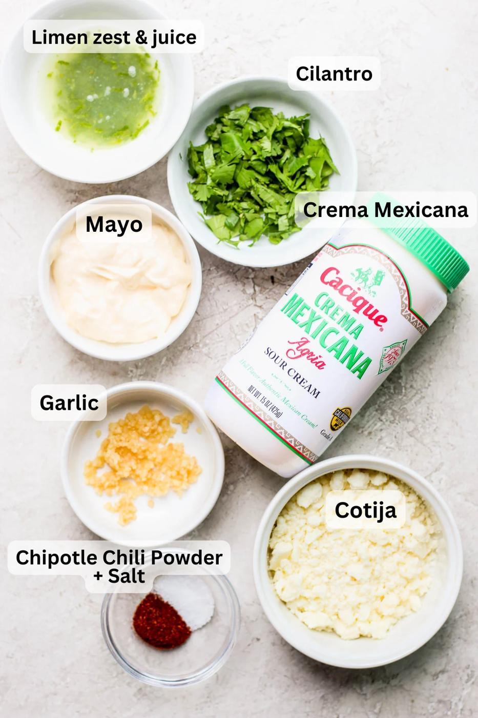 ingredients needed to make mexican street corn sauce