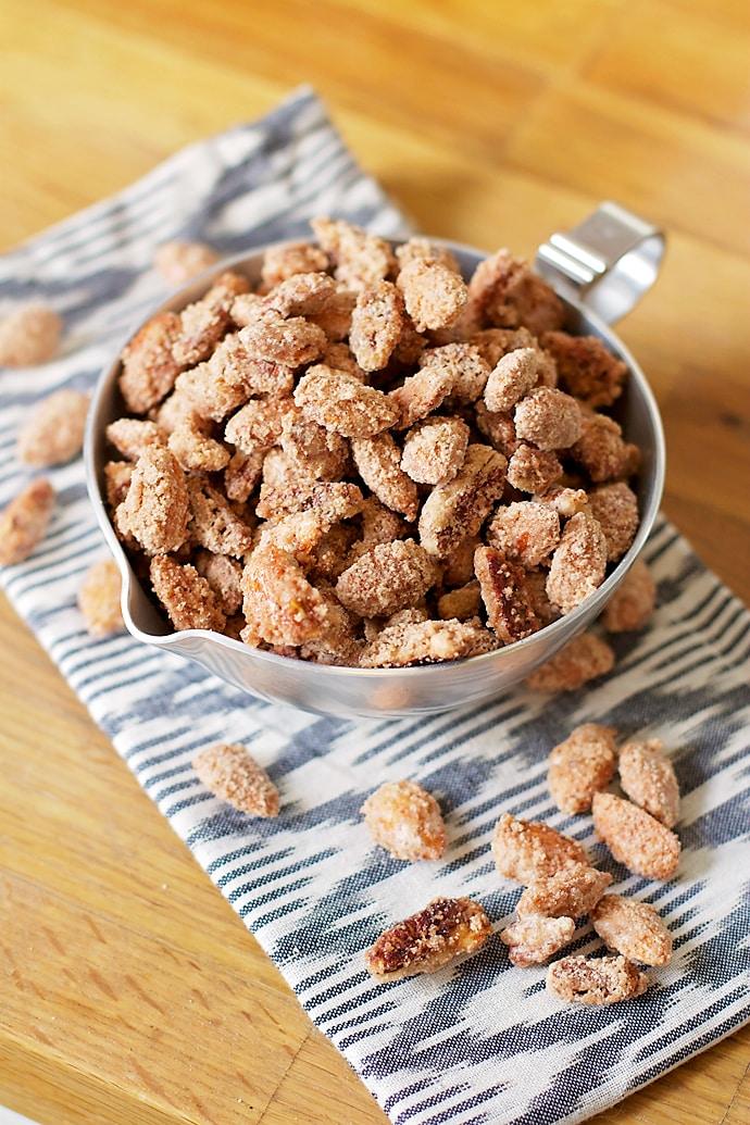 Pumpkin Spice Candied Almonds and Pecans on the Stove
