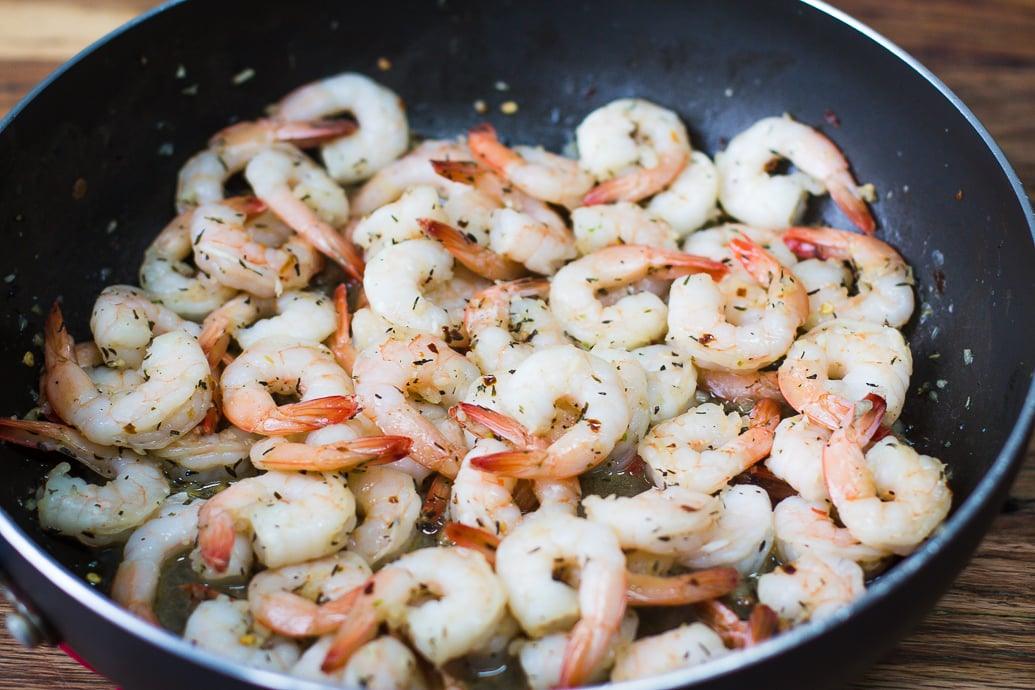 shrimp in a skillet