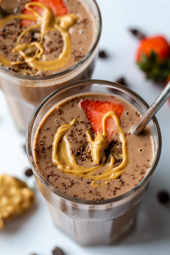 Chocolate Peanut Butter Smoothie for the Table