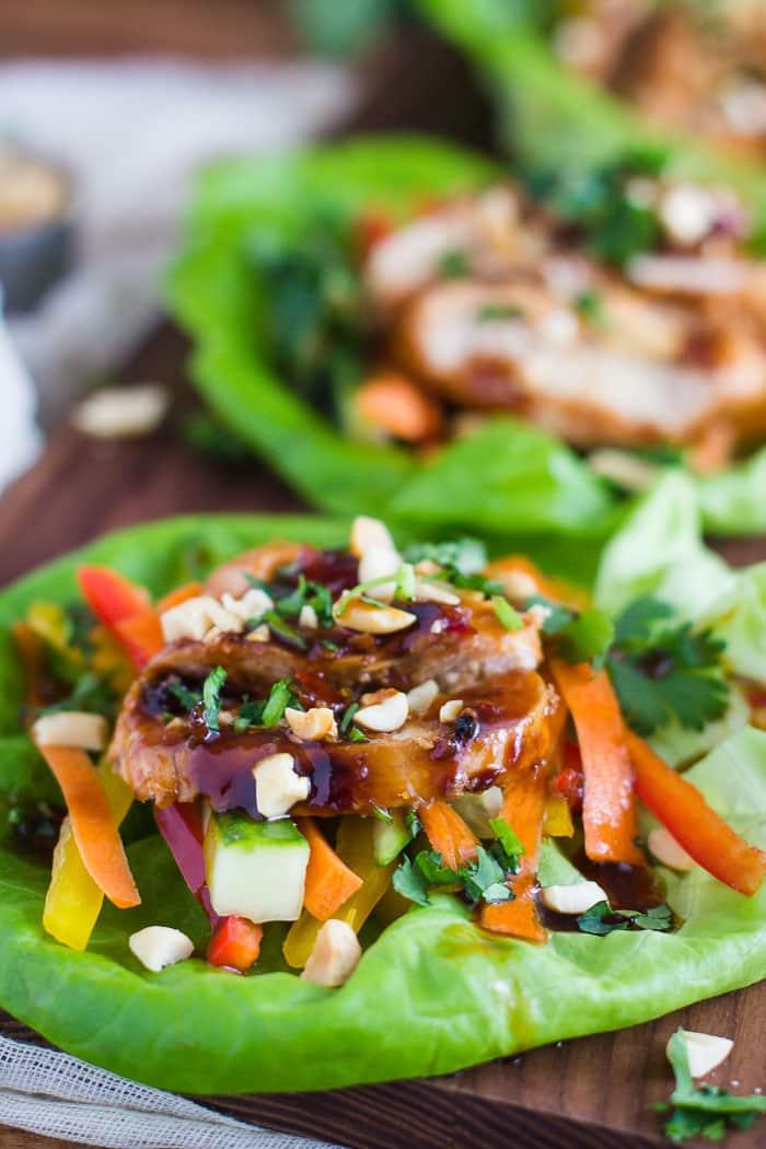 Thai Chicken Lettuce Wraps, Healthy