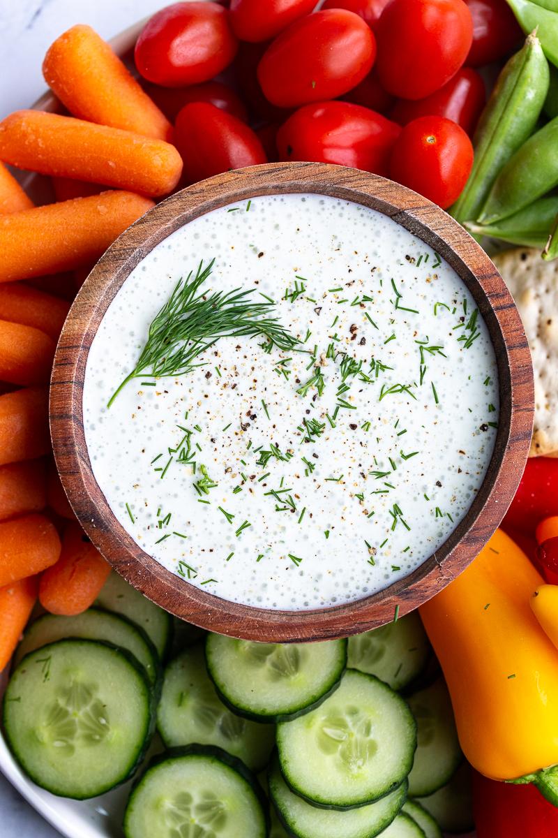High Protein Cottage Cheese Ranch Dip for the Table