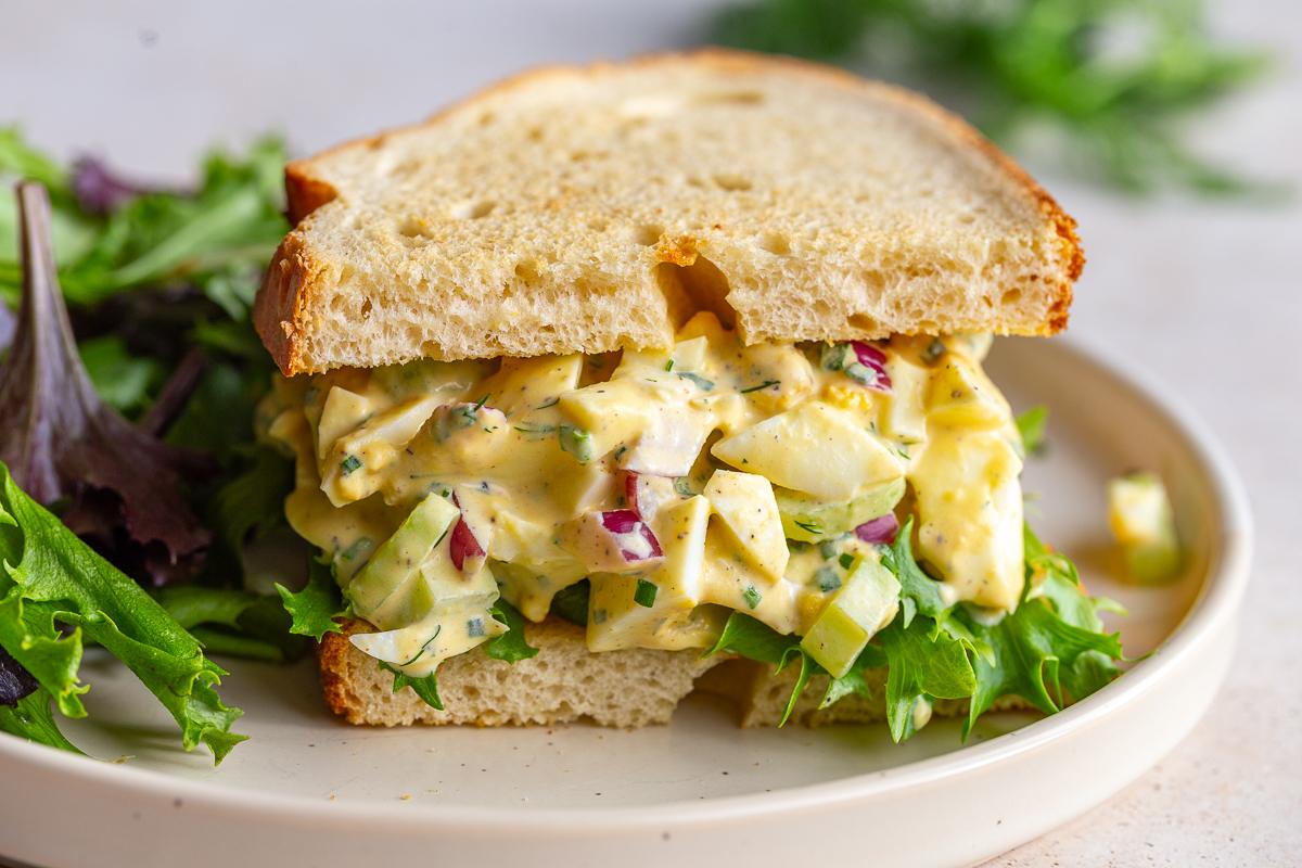 the go-to egg salad sandwich with greens