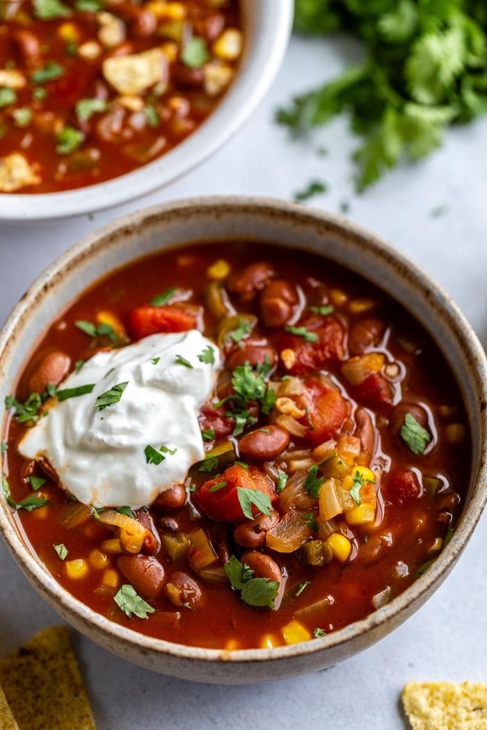 Instant Pot Vegetarian Chili for the Table