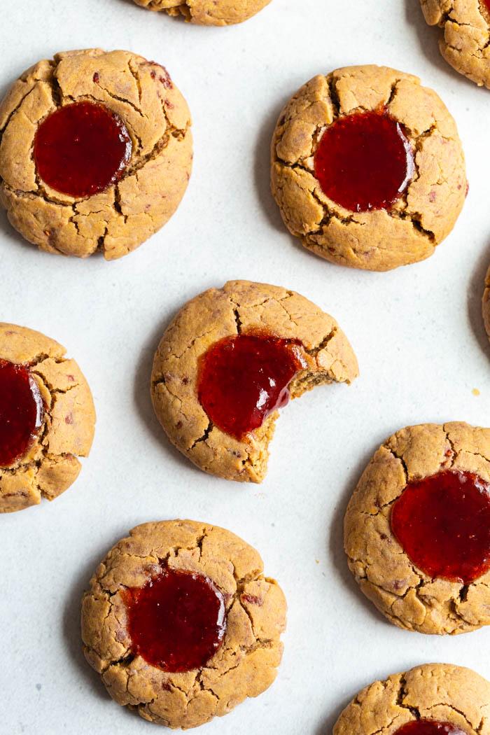 Peanut Butter & Jelly Thumbprint Cookies on the Stove