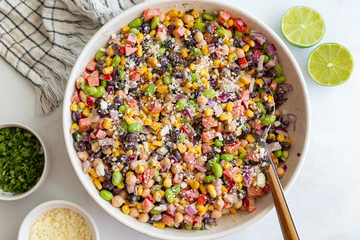Mexican Street Corn Dense Bean Salad on the Stove