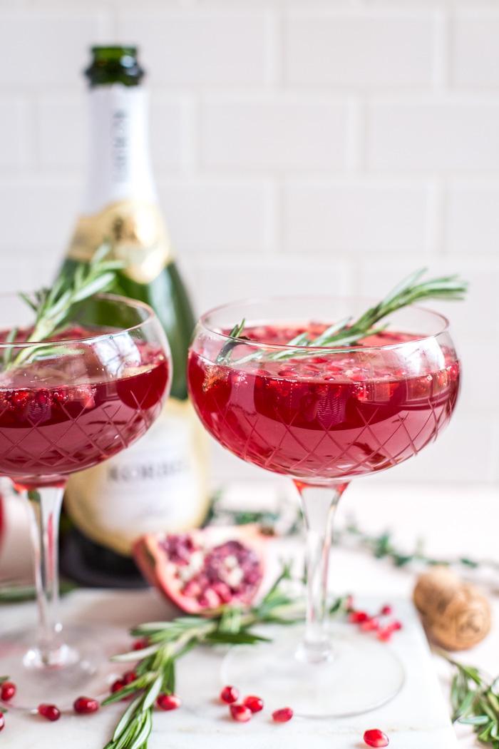 Pomegranate Champagne Cocktail on the Stove