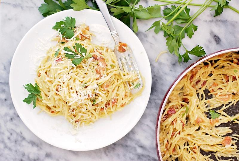 Quinoa Pasta Carbonara at Home