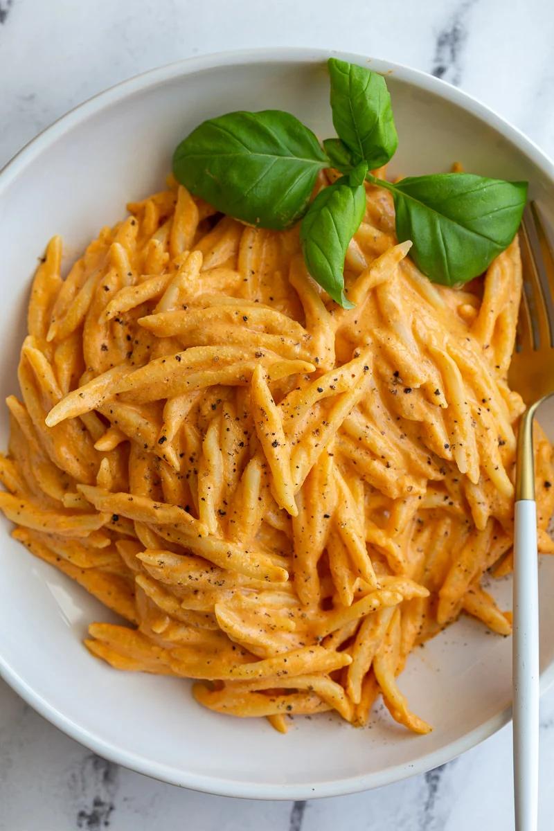 Roasted Red Pepper Tofu Pasta from the Pantry