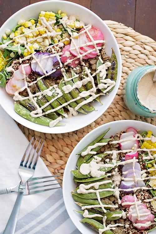 Roasted Veggie Bowl plus Cashew Dressing