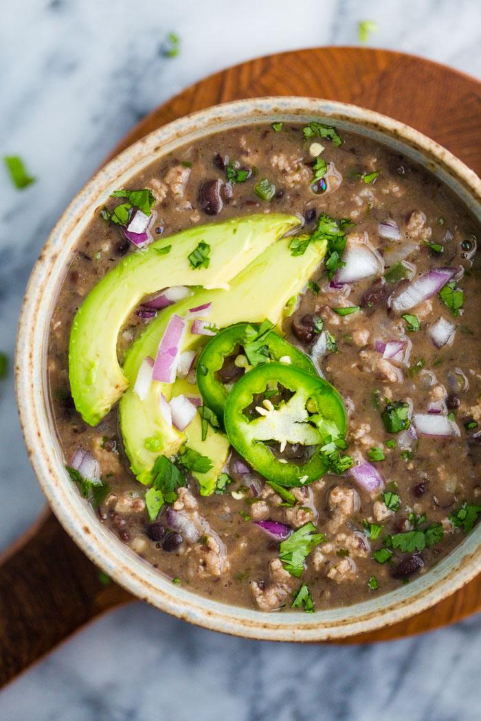 Spicy Black Bean Stew w/ Turkey from the Pantry
