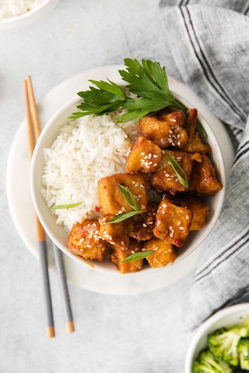 Air Fryer Spicy Tofu for the Table