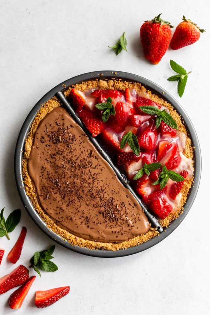 Split Decision Pie: Strawberry & Chocolate for the Table