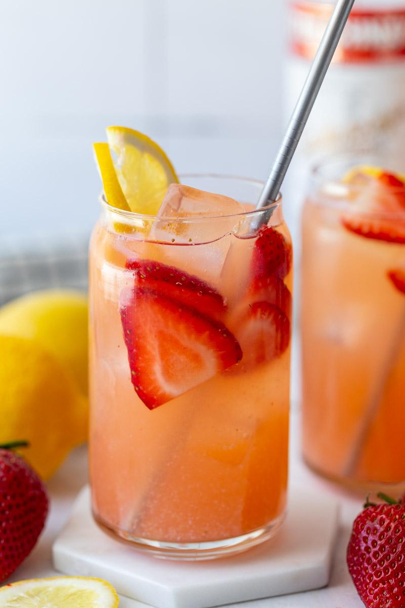 Strawberry Lemonade Vodka Cocktail on the Stove