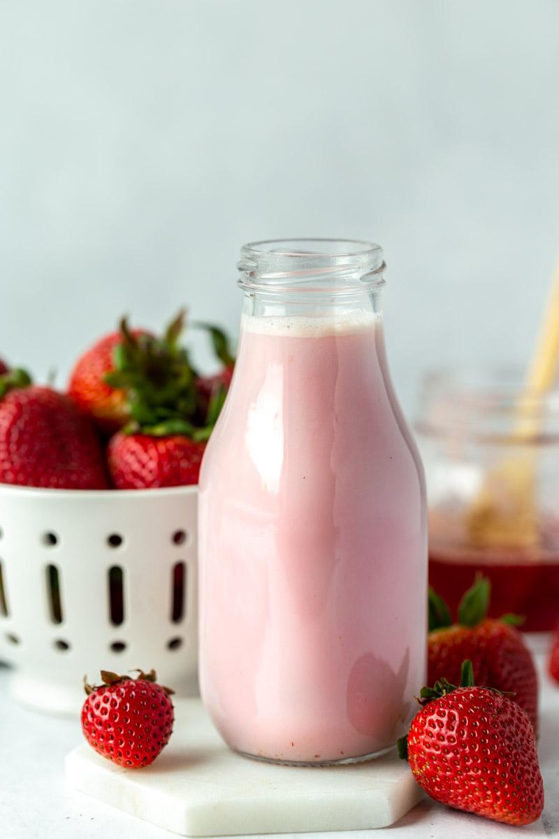 From-scratch Strawberry Milk (4 Ingredients!) from the Pantry