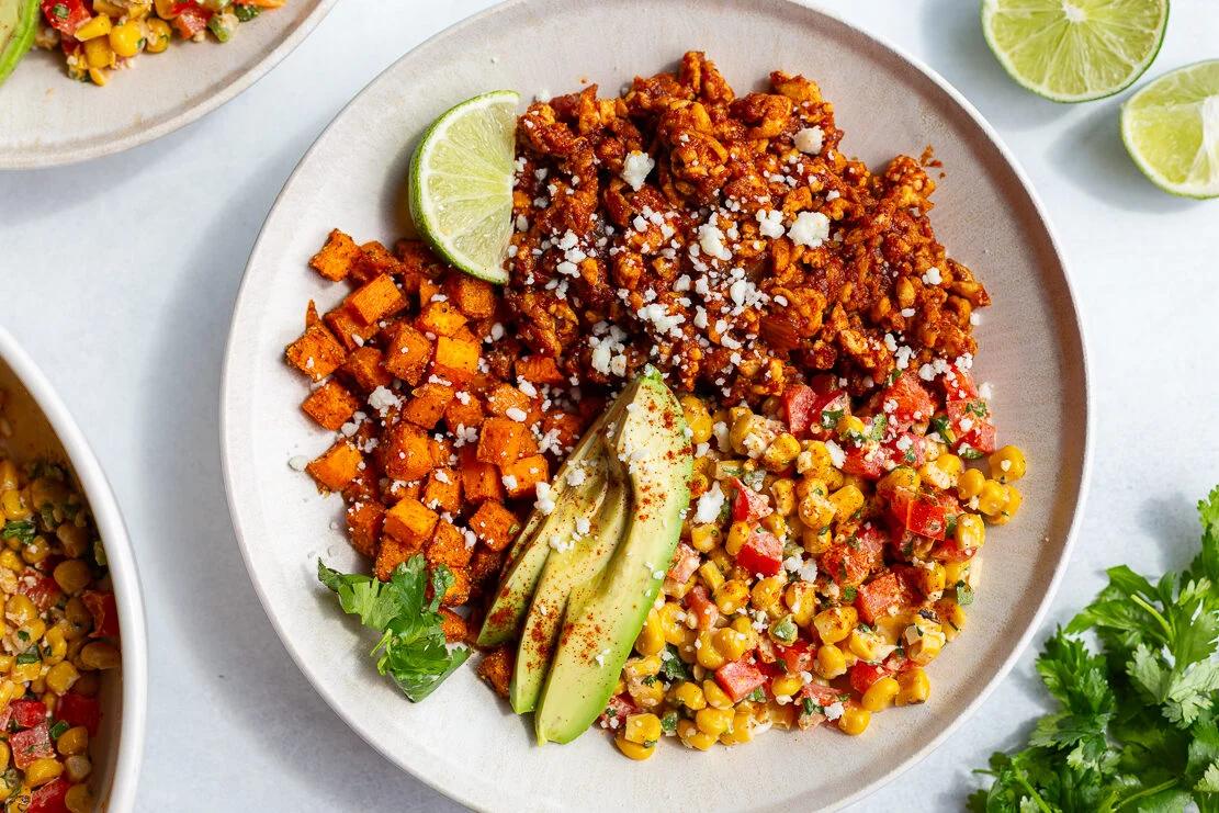 Street Corn Tofu Bowls for the Table