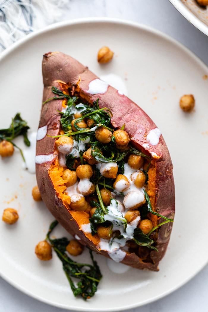 Chickpea Stuffed Sweet Potatoes for the Table
