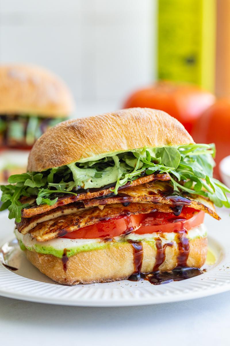 Tofu Caprese Sandwich at Home
