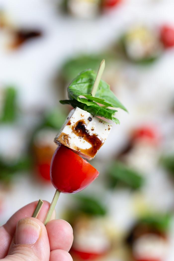 Tofu Caprese Skewers at Home