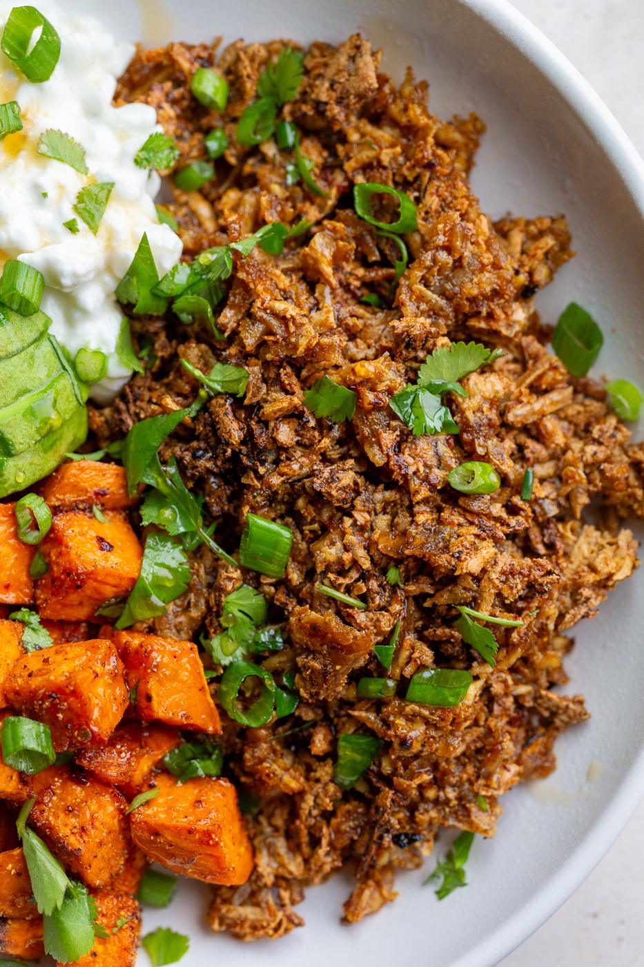 Tofu Ground Beef Bowls for the Table